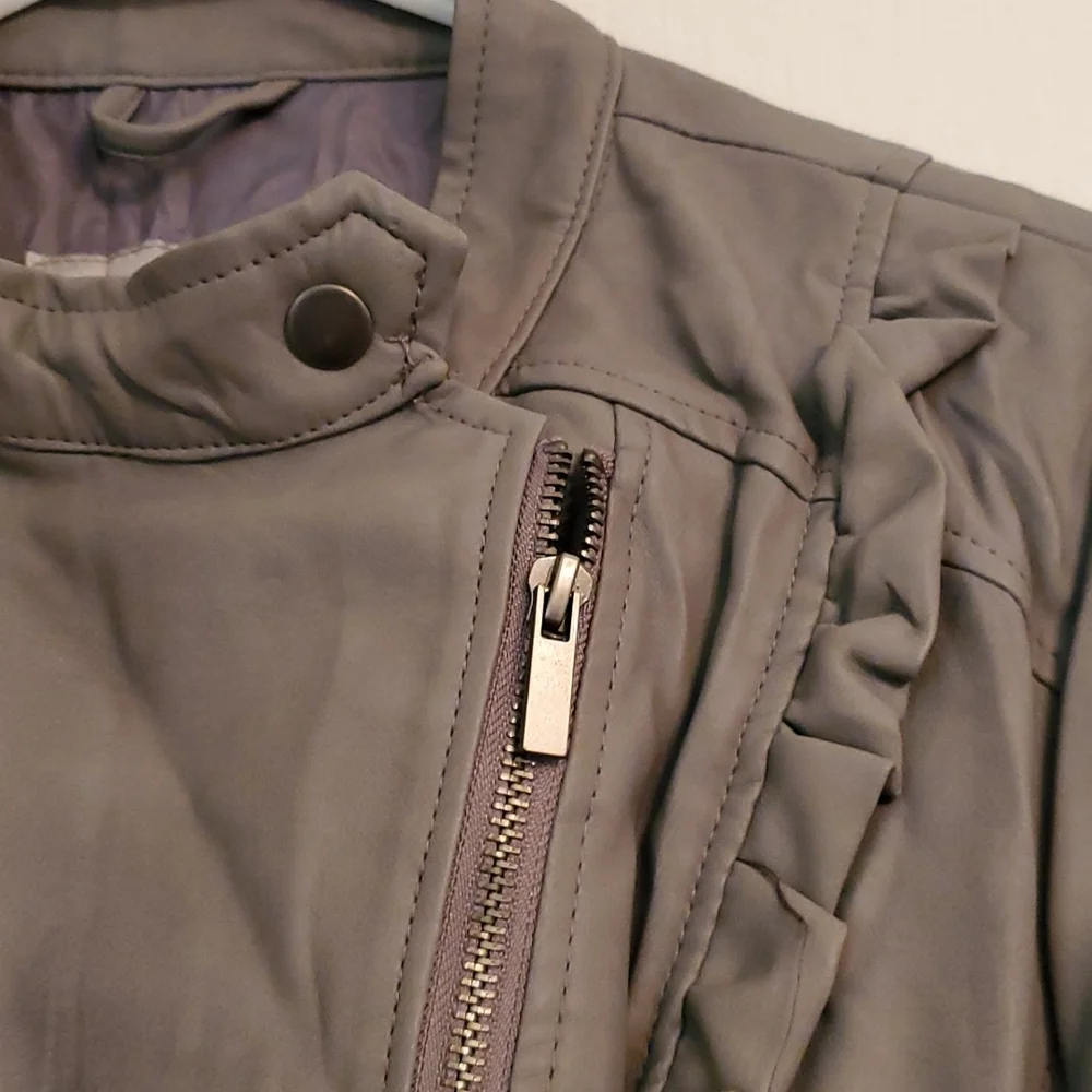 Grey Faux Leather Jacket - Picture 2 of 8